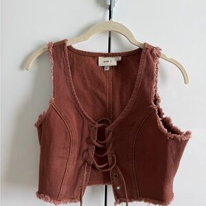 Rust Lace-Up Crop Top